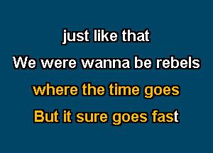 just like that
We were wanna be rebels

where the time goes

But it sure goes fast