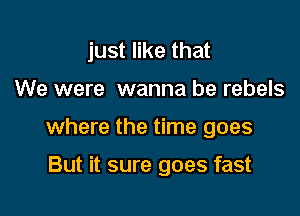 just like that
We were wanna be rebels

where the time goes

But it sure goes fast