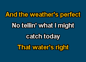 And the weather's perfect
No tellin' what I might
catch today

That water's right