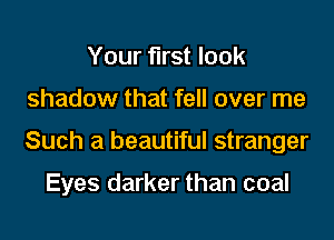 Your first look
shadow that fell over me
Such a beautiful stranger

Eyes darker than coal