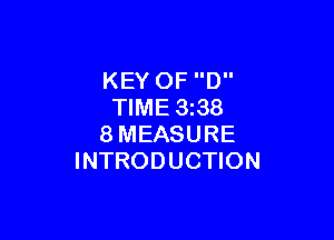 KEY OF D
TIME 3i38

8MEASURE
INTRODUCTION