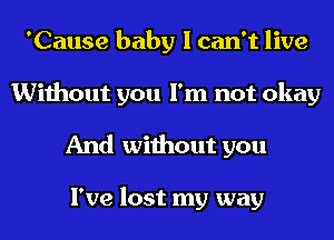 'Cause baby I can't live
Without you I'm not okay
And without you

I've lost my way