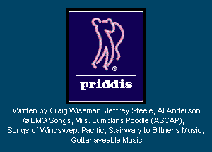 written by Craig Wiseman, Jeffrey Steele, AI Anderson
(9 BMG Songs, Mrs. Lumpkins Poodle (ASCAP),
Songs of Windswept Pacific, Stairway to Bittner's Music,
Gottahaveable Music
