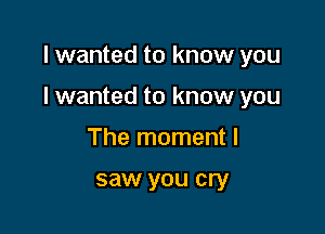 I wanted to know you

I wanted to know you

The moment I

saw you cry