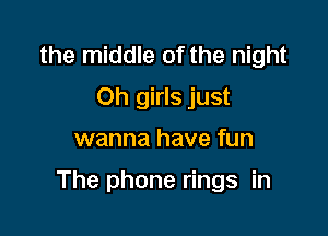 the middle of the night
Oh girls just

wanna have fun

The phone rings in