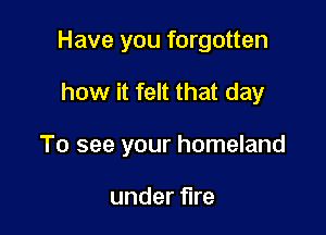 Have you forgotten

how it felt that day

To see your homeland

under fire