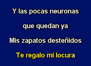 Y las pocas neuronas
que quedan ya

Mis zapatos desteflidos

Te regalo mi locura