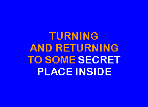 TURNING
AND RETURNING

TO SOME SECRET
PLACE INSIDE