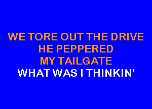 WE TORE OUT THE DRIVE
HE PEPPERED
MY TAIL'