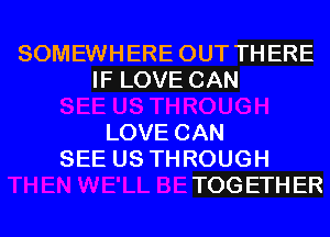 SOMEWHEREOUTTHERE
IFLOVECAN

LOVECAN
SEEUSTHROUGH
TOGETHER