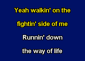Yeah walkin' on the
fightin' side of me

Runnin' down

the way of life
