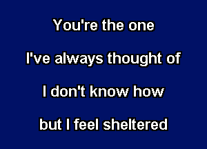 You're the one

I've always thought of

I don't know how

but I feel sheltered