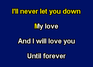 I'll never let you down

My love

And I will love you

Until forever