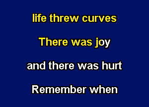 life threw curves

There was joy

and there was hurt

Remember when