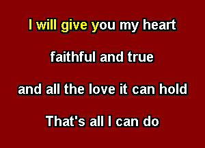 I will give you my heart

faithful and true
and all the love it can hold

That's all I can do