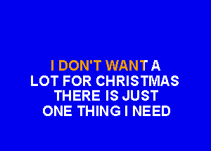 I DON'T WANT A

LOT FOR CHRISTMAS
THERE IS JUST

ONE THING I NEED
