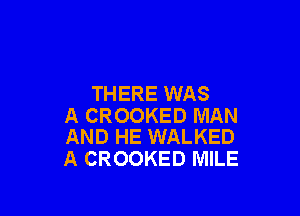 THERE WAS

A CROOKED MAN
AND HE WALKED

A CROOKED MILE