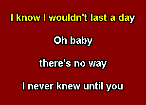 I know I wouldn't last a day
Oh baby

there's no way

I never knew until you