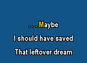 . . . Maybe

I should have saved

That leftover dream