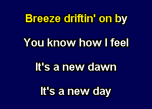 Breeze driftin' on by
You know how I feel

It's a new dawn

It's a new day