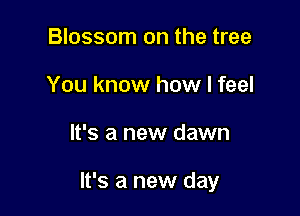 Blossom on the tree
You know how I feel

It's a new dawn

It's a new day