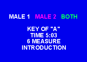 MALE 1 BOTH

KEY OF A

TIME 5103
6 MEASURE

INTRODUCTION