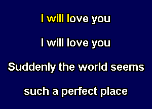 I will love you
I will love you

Suddenly the world seems

such a perfect place