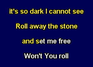 it's so dark I cannot see

Roll away the stone

and set me free

Won't You roll