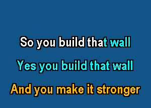 So you build that wall
Yes you build that wall

And you make it stronger