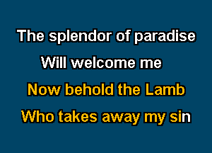The splendor of paradise
Will welcome me
Now behold the Lamb

Who takes away my sin