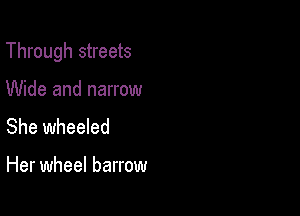 Through streets

Wide and narrow
She wheeled

Her wheel barrow