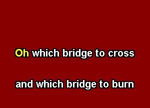 Oh which bridge to cross

and which bridge to burn