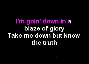 I'm goin' down in a
blaze of glory

Take me down but know
the truth