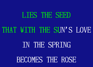 LIES THE SEED
THAT WITH THE SUIWS LOVE
IN THE SPRING
BECOMES THE ROSE