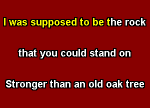 I was supposed to be the rock

that you could stand on

Stronger than an old oak tree