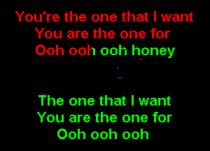 You're the one that I want
You are the one for
Ooh ooh ooh h-oney

The one that I want
You are the one for
Ooh ooh ooh