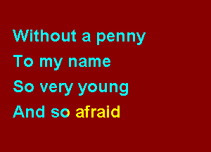 Without a penny
To my name

So very young
And so afraid