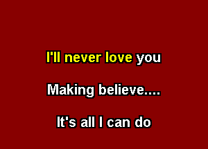 I'll never love you

Making believe....

It's all I can do