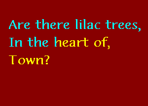 Are there lilac trees,
In the heart of,

Town?