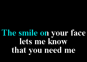 The smile on your face
lets me know
that you need me