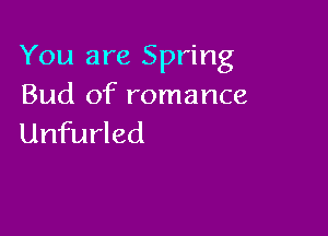 You are Spring
Bud of romance

Unfurled