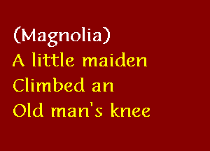 (Magnolia)
A little maiden

Climbed an
Old man's knee
