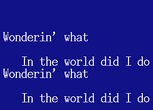 Wonderin what

In the world did I do
Wonderin what

In the world did I do