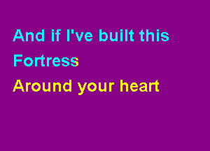 And if I've built this
Fortress

Around your heart