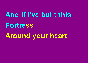 And if I've built this
Fortress

Around your heart