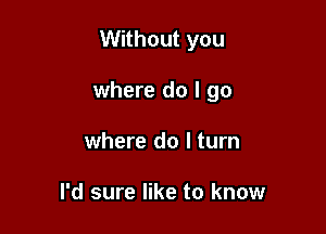 Without you

where do I go
where do I turn

I'd sure like to know