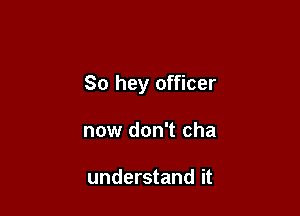 So hey officer

now don't cha

understand it