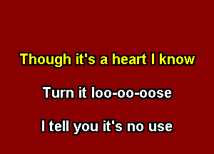 Though it's a heart I know

Turn it loo-oo-oose

I tell you it's no use
