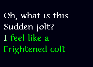Oh, what is this
Sudden jolt?

I feel like a
Frightened colt