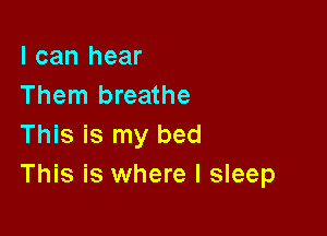 I can hear
Them breathe

This is my bed
This is where I sleep